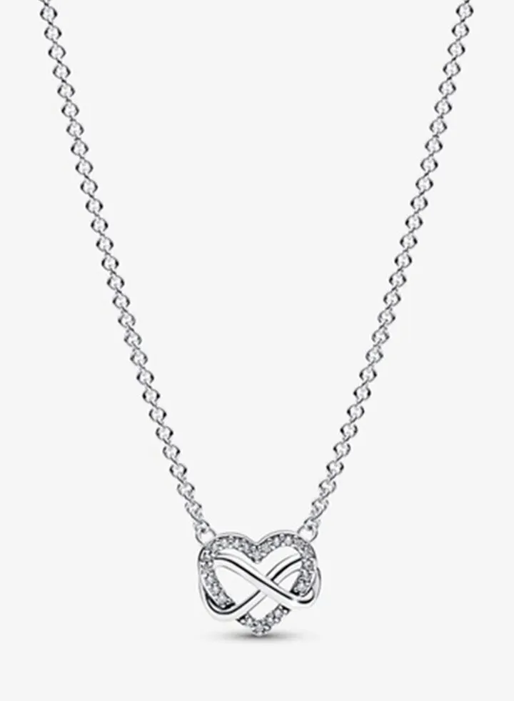 Pandora Cubic Zirconia Women's Heart shaped Pendant Versatile 925 Silver Necklace 392666C01-50