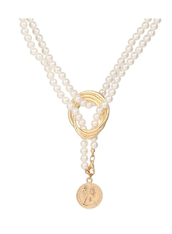 Long Pearl Necklaces, Costume Jewellery For Women, Retro Metal Pearl Necklace Elegant Lady White Artificial Pearls Long Sweater Chain Beaded Necklace, 31 In Faux Pearls Art Fashion Lovely