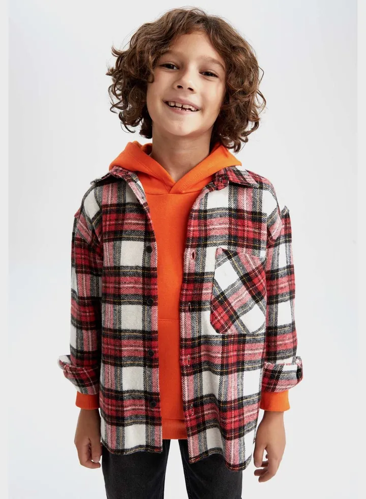 Kids Checks Hooded Shirt