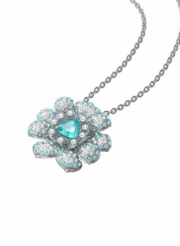 Heart Lotus Platinum Necklace for Women