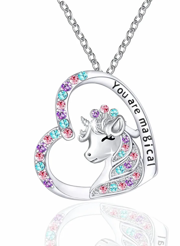 Magical Necklace for Girls Crystal Heart Pendant Necklaces Jewelry Gifts for Girls Daughter Granddaughter Niece Birthday