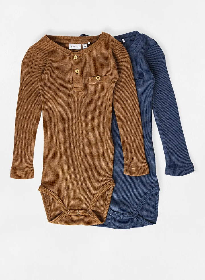 Baby Boys Long Sleeve Bodysuit (Pack of 2) Multicolour