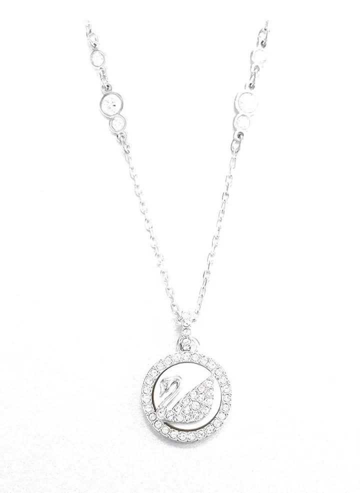 Pearly Swan Stone Studded Pendent Necklace
