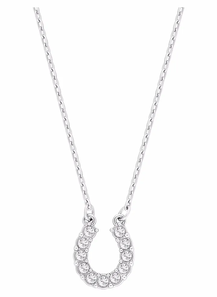 Horseshoe white rhodium plated necklace