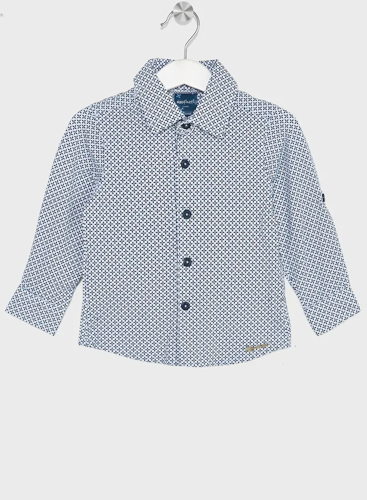 Nauti Nati Boys Navy Blue Standard Opaque Printed Casual Shirt