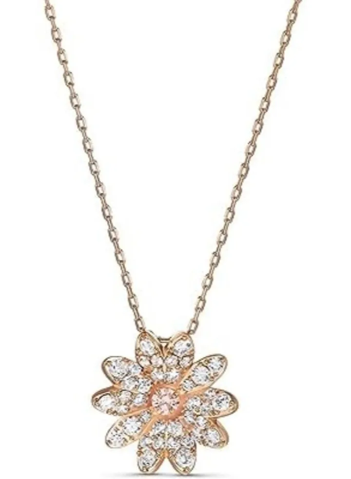 Women's Brilliant Crystal Daisy Rose Gold Necklace