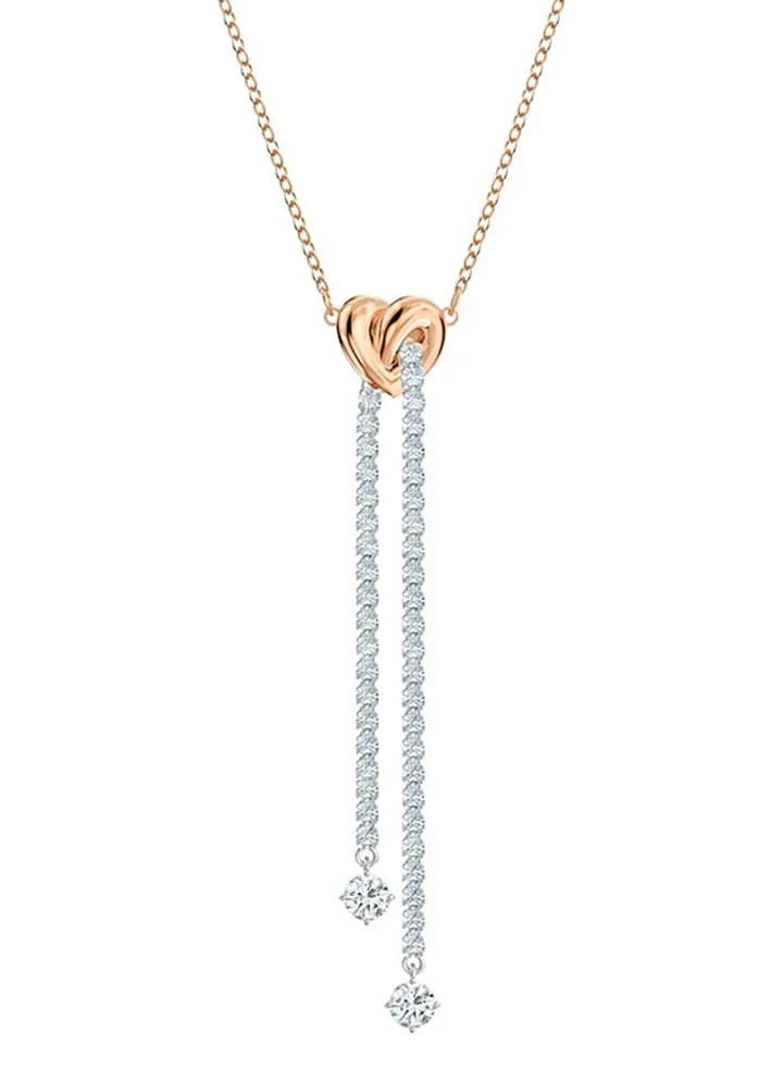Swarovski Beloved Radiant Lifelong Hrt Twisted Heart Tassel Necklace