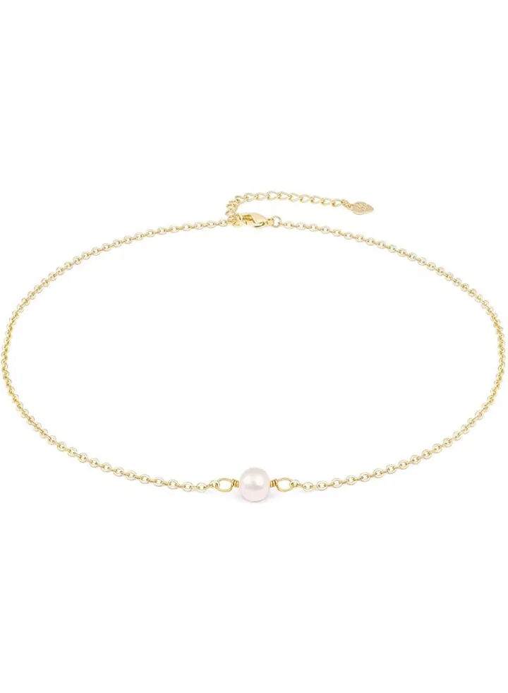 14 Karat Gold Plated Pearl Choker Necklace