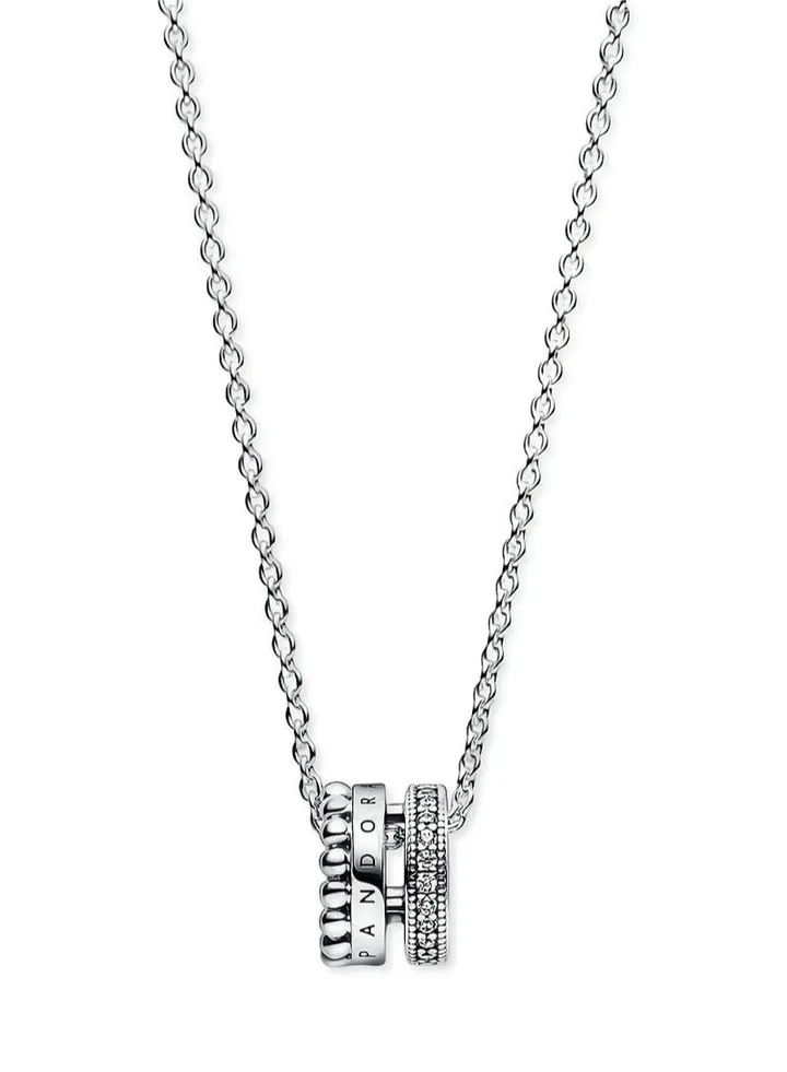 Pandora Signature Sterling Silver Pavé Cubic Zirconia Halo Necklace
