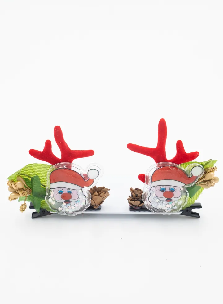 Girls hair clips 2 sets Santa and snowman Christmas accessories