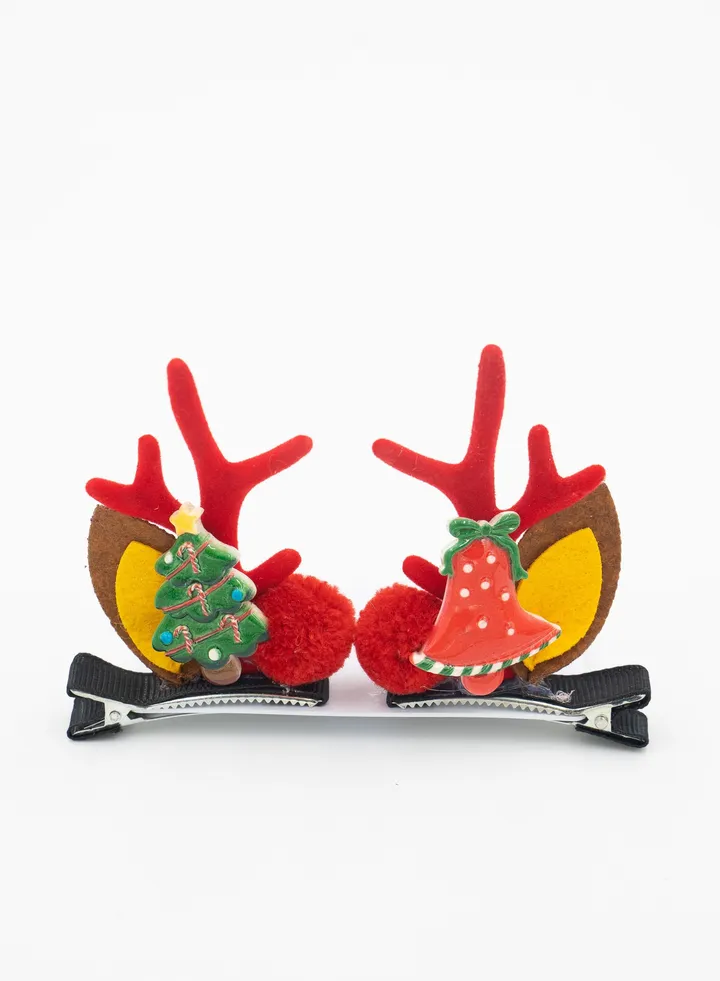 Girls Hair Clip Ears Christmas 3 pairs
