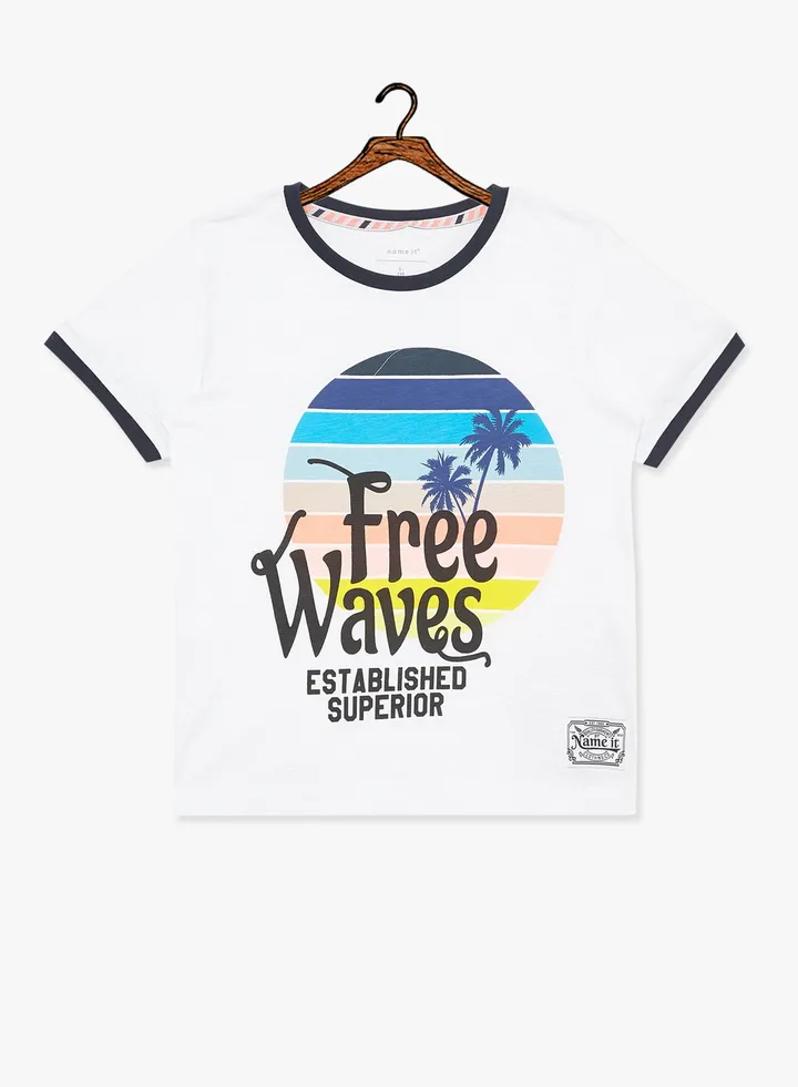 Kids Ringer T-Shirt White/Black/Blue