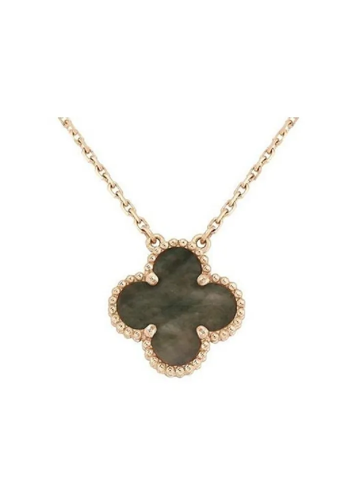 Van Cleef & Arpels Grey Mother-of-Pearl Clover Necklace 15mm