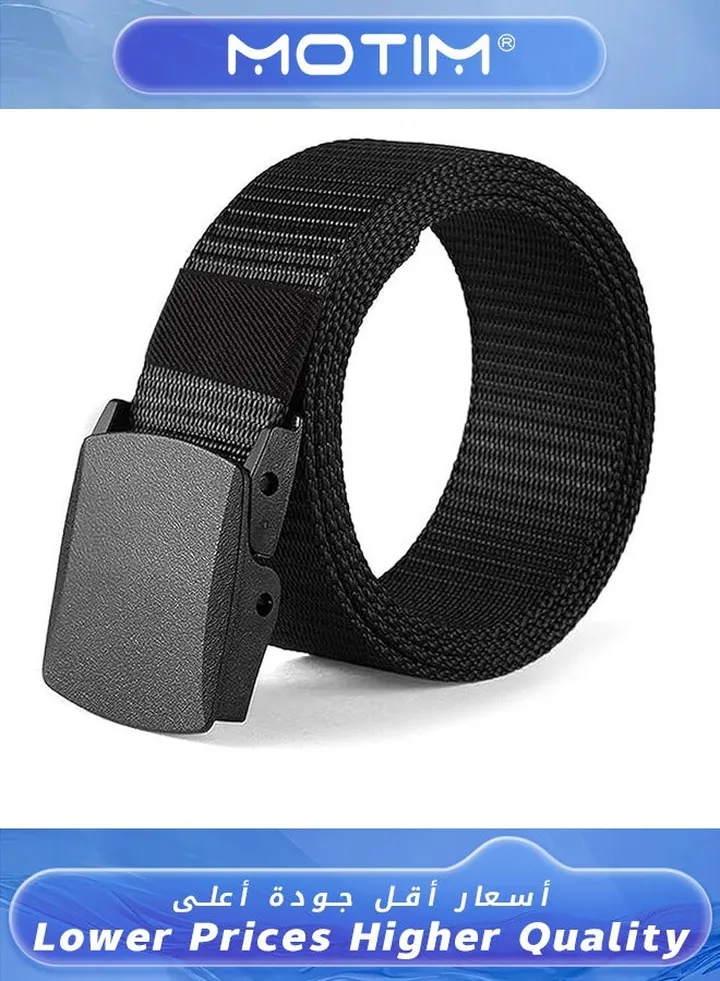 Men's Belt Nylon Belts for Men with Automatic Click Buckle Can Pruning Enclosed 120cm