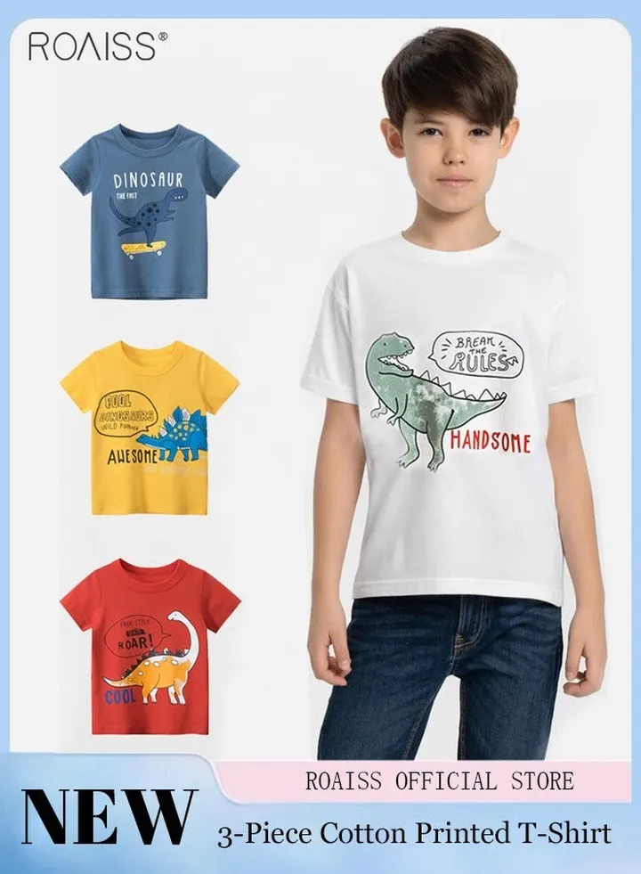 Toddler Little Boys' T-Shirts 4 Pack Bear Short Sleeve Crewneck Top Tee