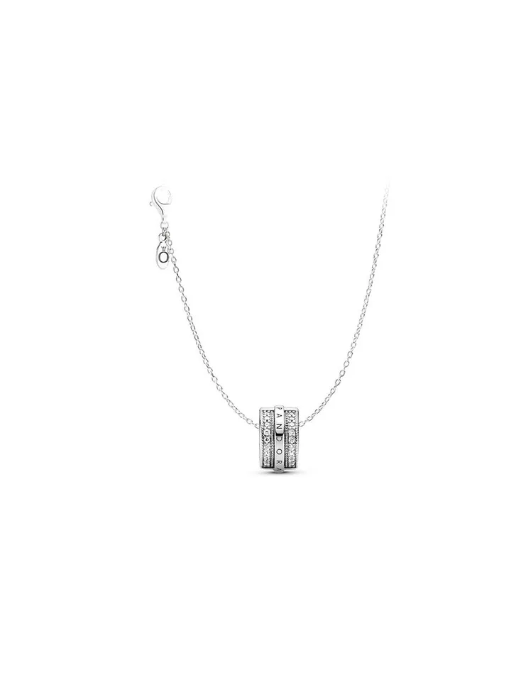Pandora Signature Sterling Silver Pavé Cubic Zirconia Halo Necklace