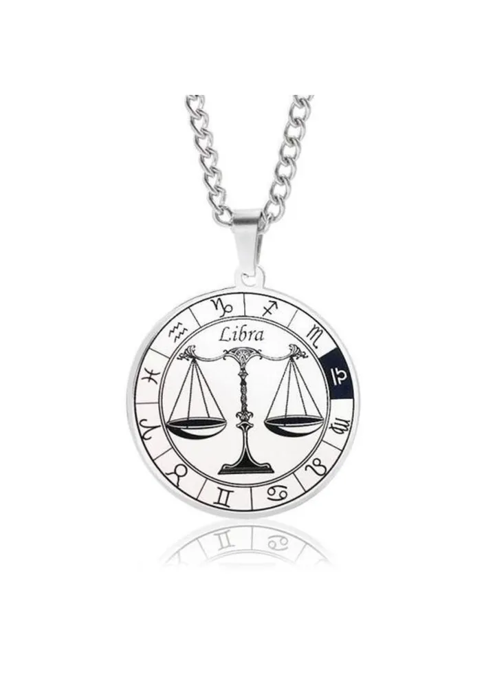 Zodiac necklaces of high quality stainless steel and stainless steel, suitable for women and men._Libra