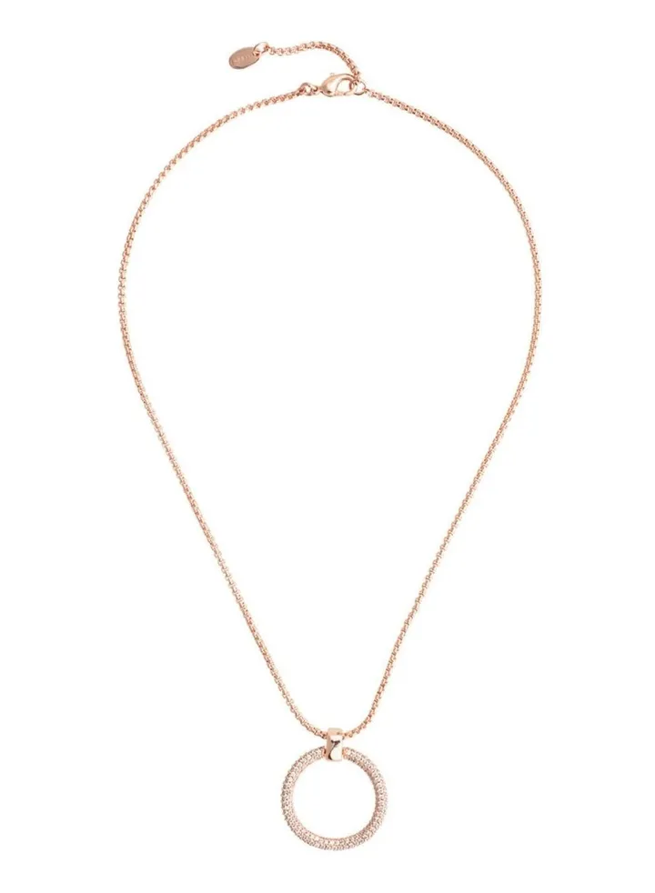 Esprit Women's Peribess Brass White Cubic Zirconia Circle Pendant Necklace, Yellow Gold