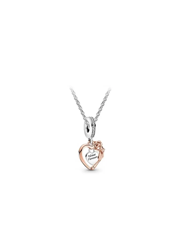 Pandora heart and rose necklace