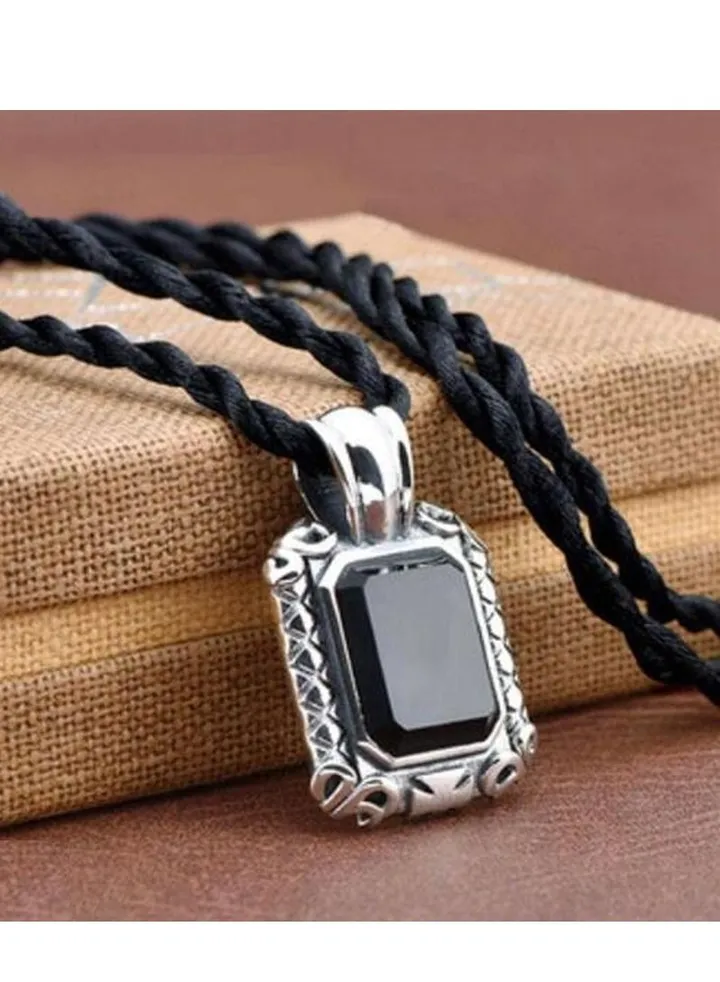 999 sterling silver necklace and black rope, suitable for unisex