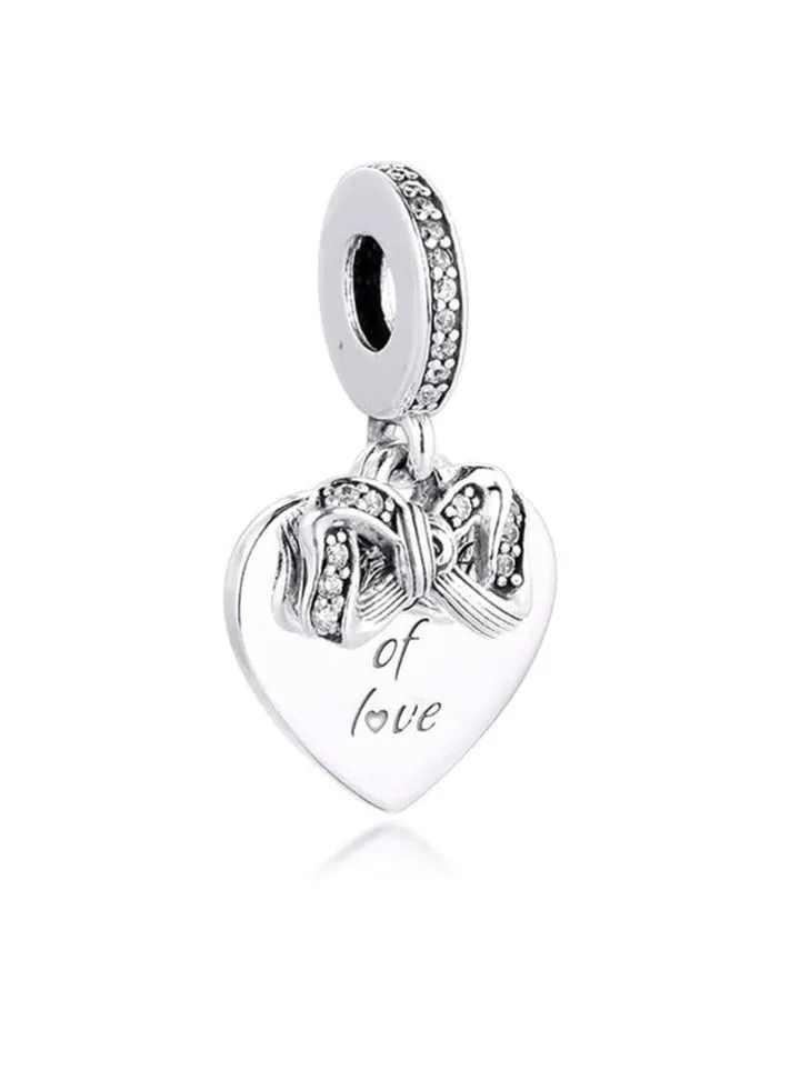 Pandora Bow & Love Heart Dangle Charm