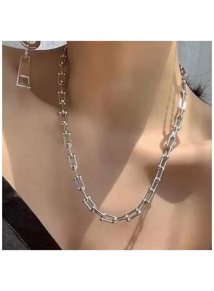 Elegant white gold plated necklace - length 55 cm