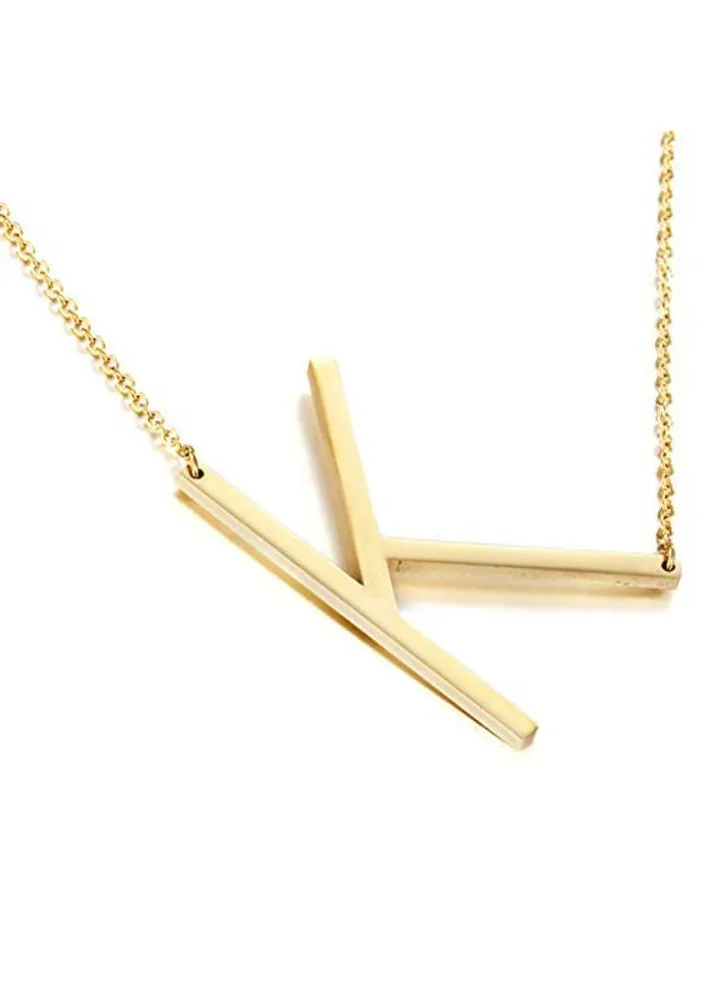 18 Karat Gold Plated Letter K Pendant Necklace