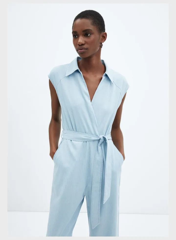 Belted V-Neck Jumpsuit