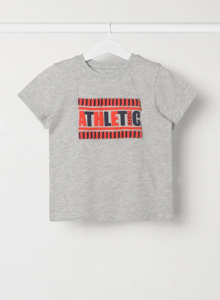 Boys Crew Neck Short Sleeve T-Shirt Coin Grey