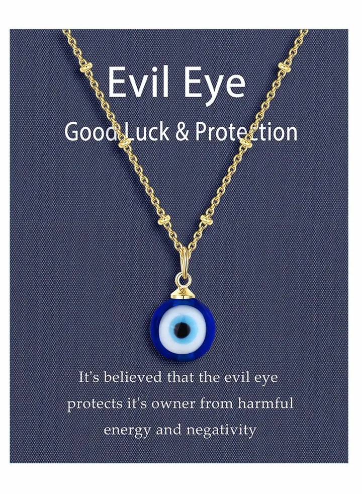 Eye Pendant Necklace Third Blue Eyes for Women Men Girls Gold