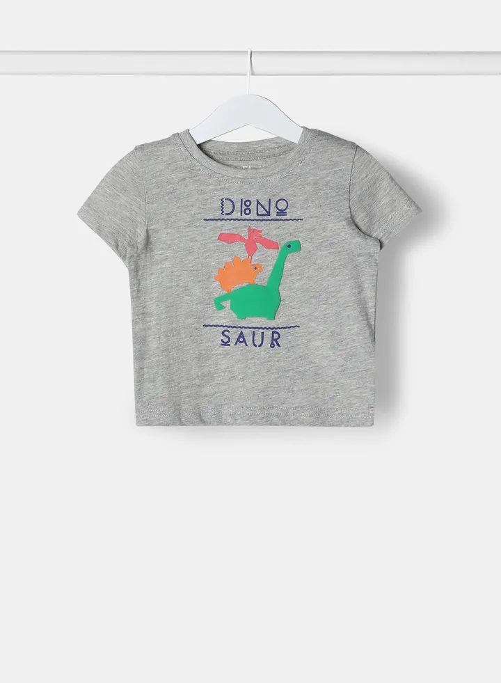 Baby Boys Crew Neck Short Sleeve T-Shirt Light Grey Melange