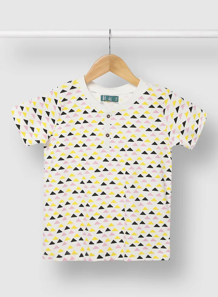 Boys Printed Long lasting T-Shirt Yellow