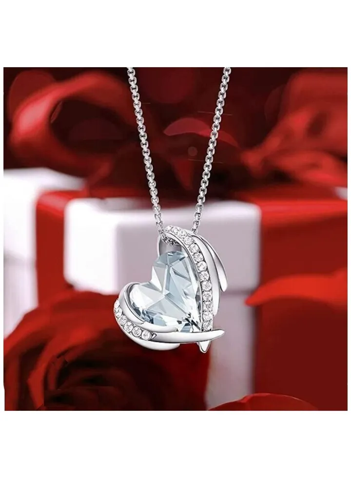 Luxurious s925 sterling silver necklace inlaid with white micro zircon