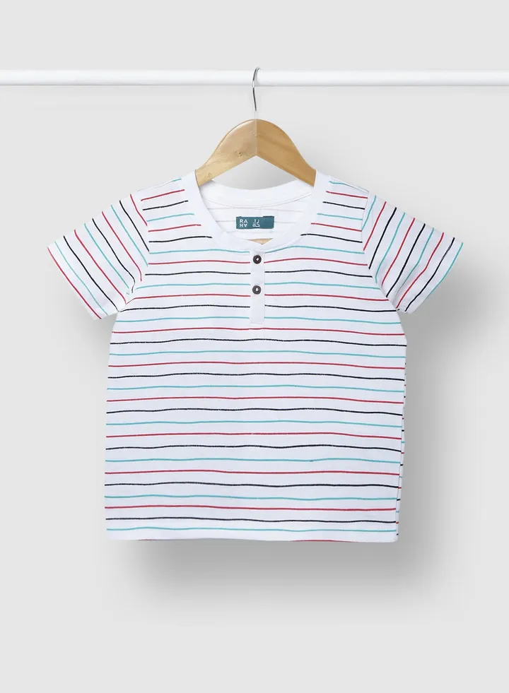 Classy Casual Boys Printed T-Shirt Blue / Whte