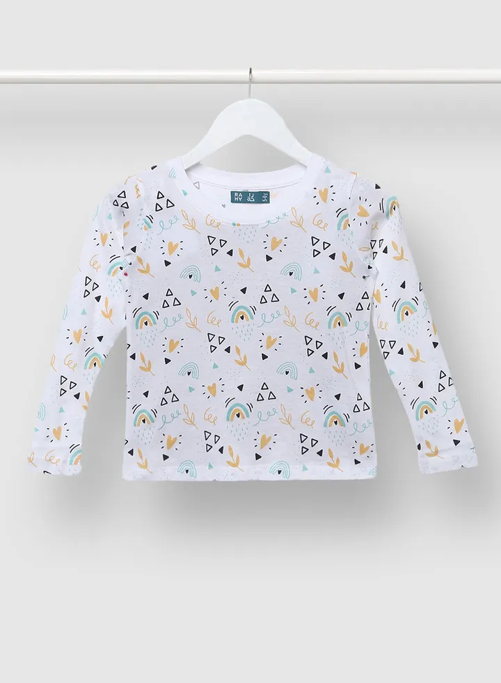 Boys Printed Trendy Long lasting T-Shirt White