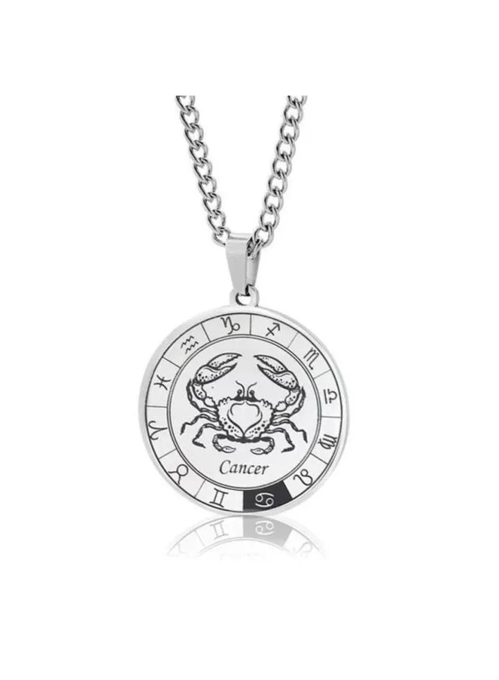 Zodiac necklaces made of high quality stainless steel and stainless steel, suitable for women and men_Cancer horoscope