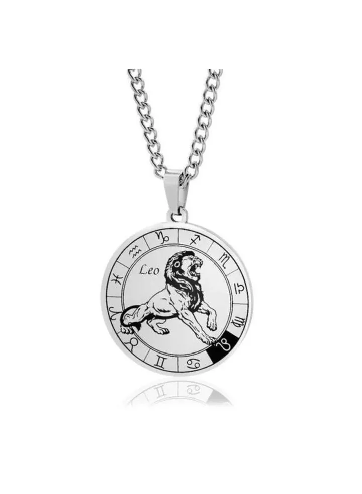 High-quality stainless steel and stainless steel zodiac necklaces, suitable for women and men_Leo