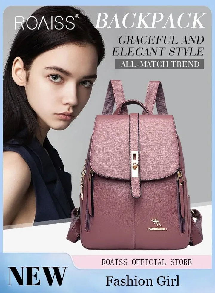 Shoulder Bag Women's New Women's Bag Trendy Fashion Soft Leather Mommy Casual Large-Capacity Backpack Fashionable on The Street Tidy Storage