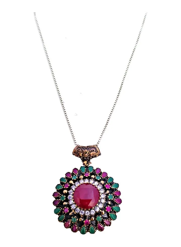 Pure 925 Sterling Silver Exaggerated Design Pendant Necklace