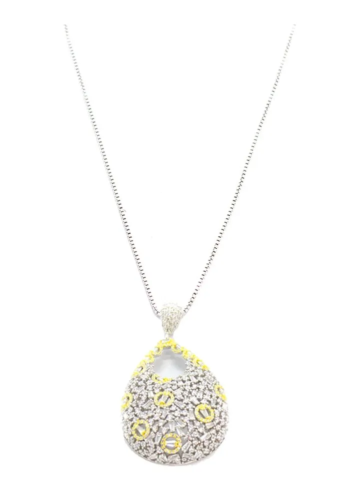 Pure 925 Sterling Silver Exaggerated Design Pendant Necklace