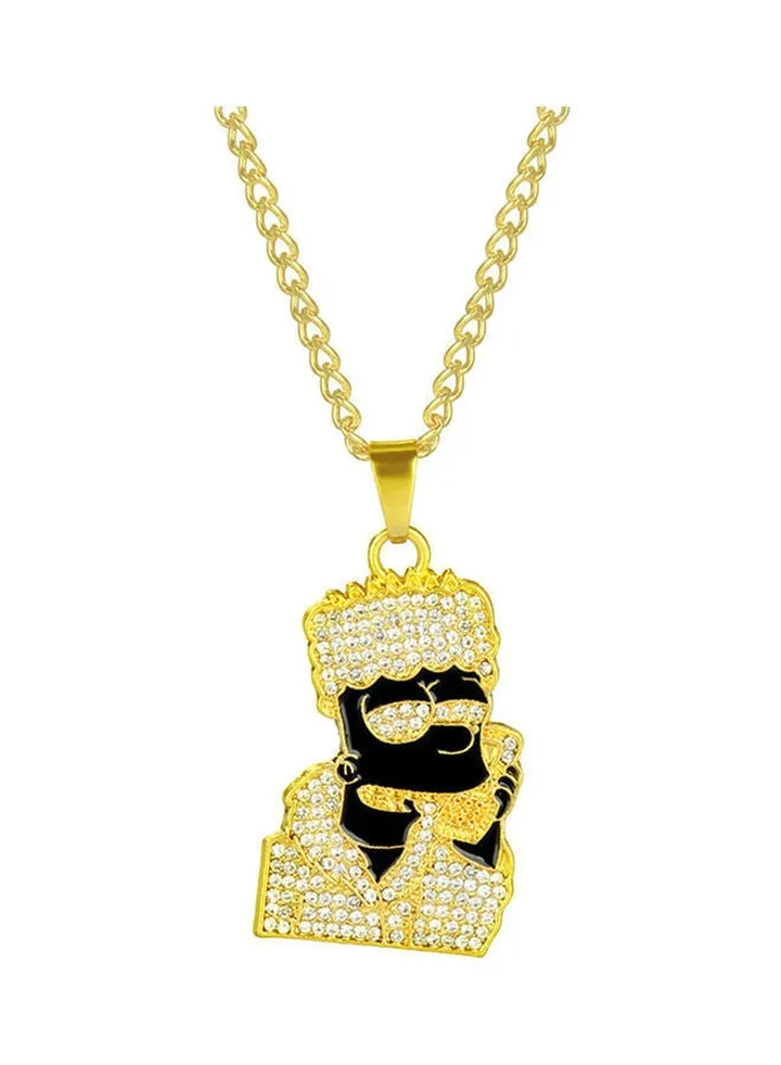 Hip Hop Rhinestone Cartoon Simpson Pendant Necklace