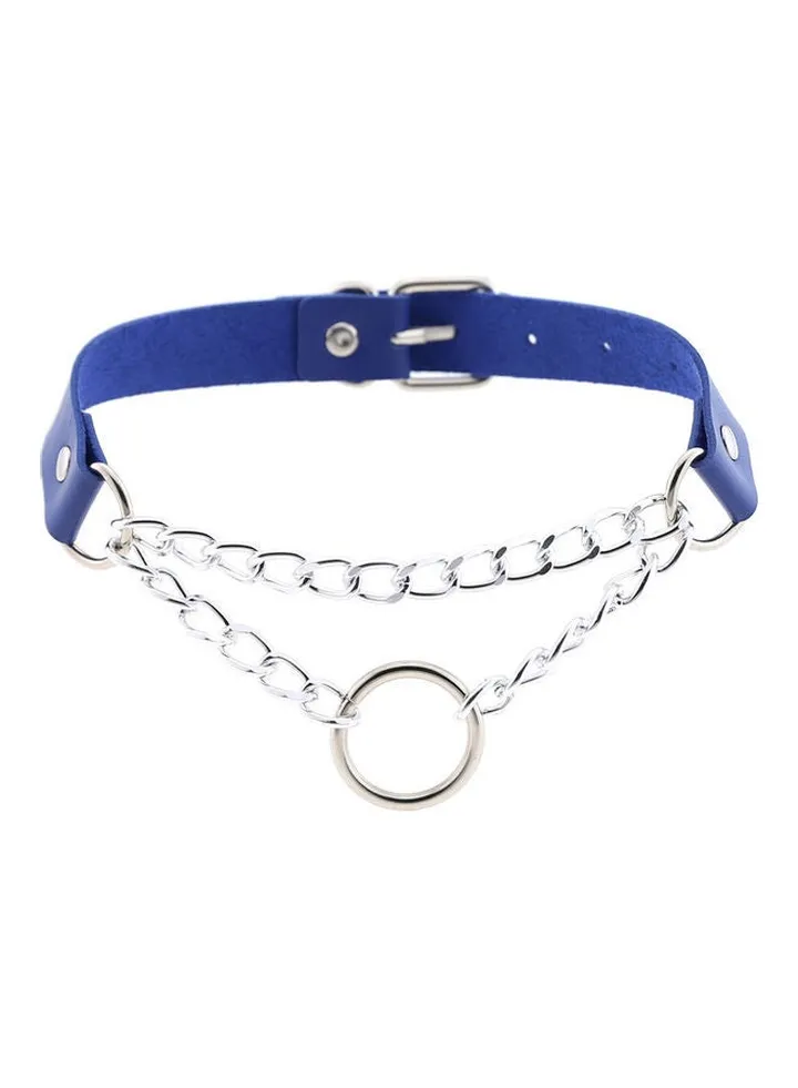 O Round Circle Faux Leather Collar