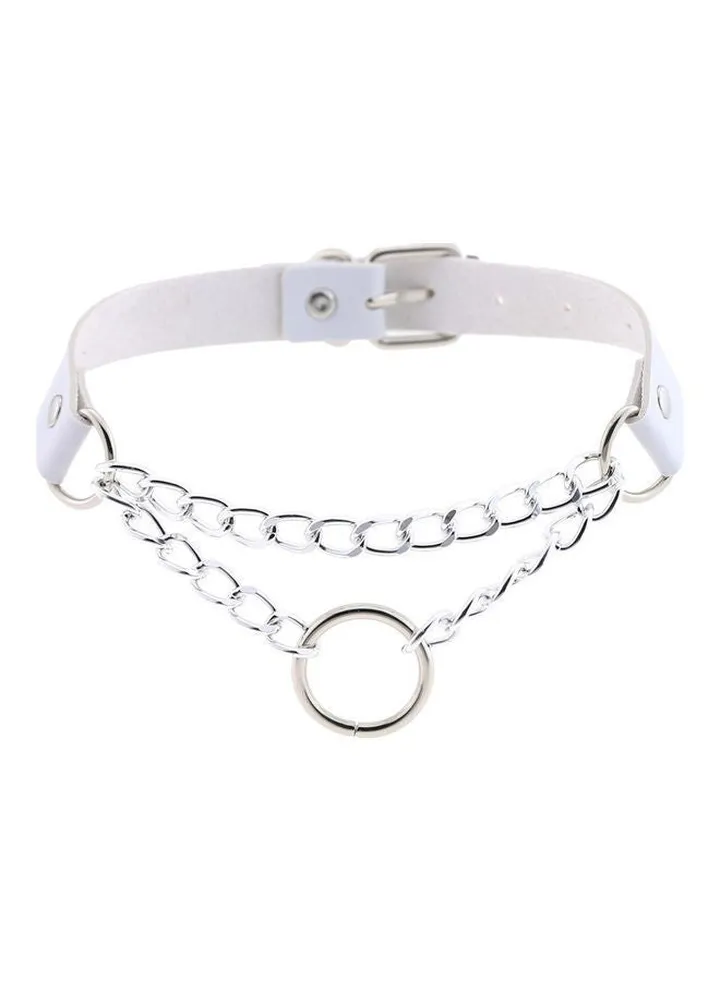 O Round Circle Faux Leather Collar