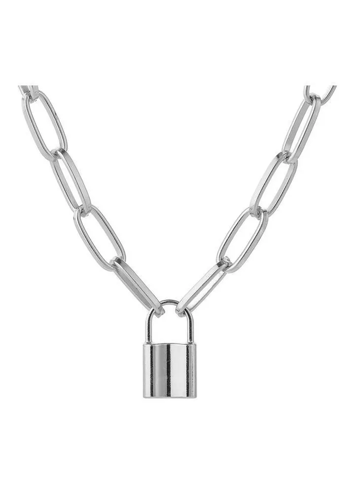 Lock Pendant Alloy Chain Necklace