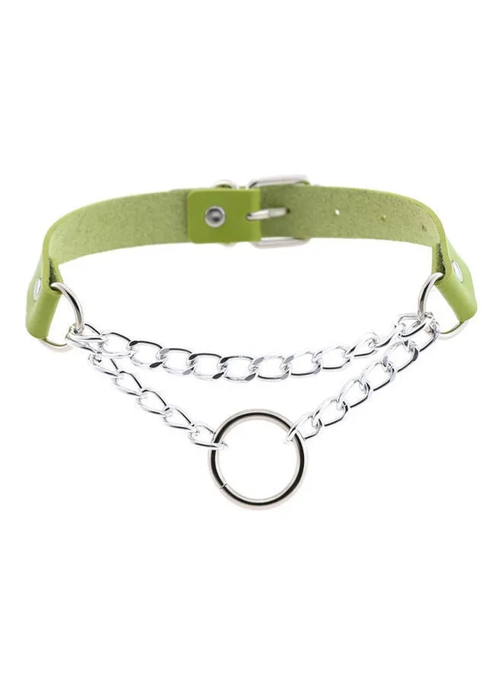 O Round Circle Faux Leather Collar