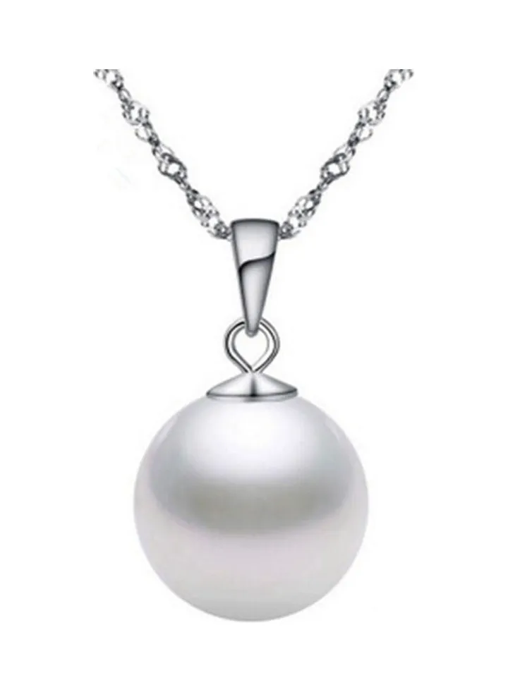 Round Faux Pearl Pendant Necklace