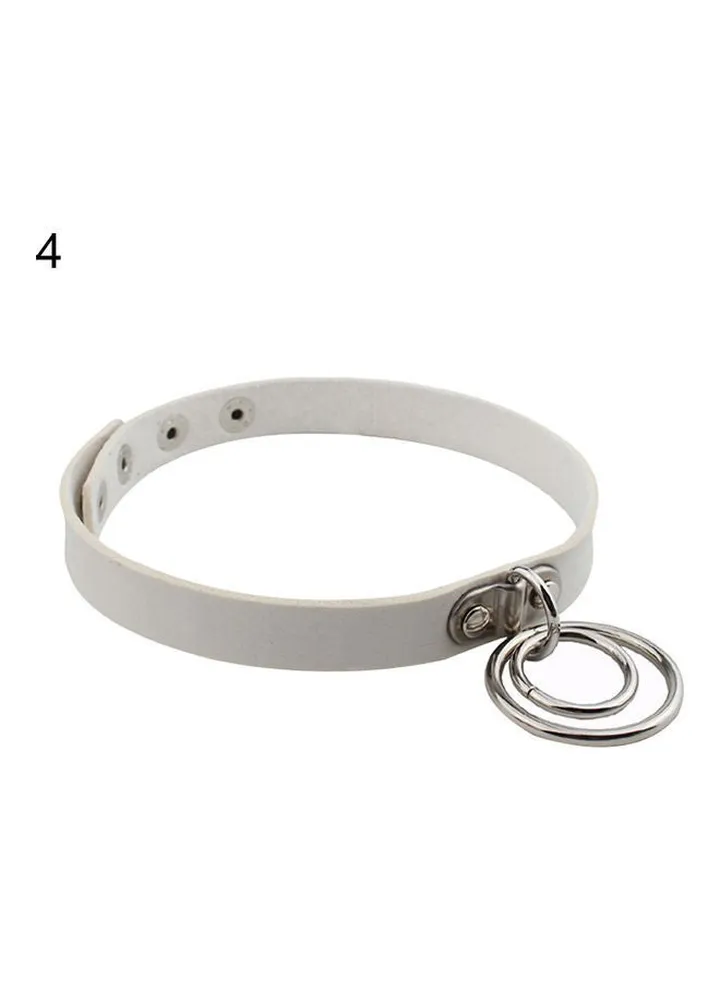 Double Rings Pendant Short Collar Necklace