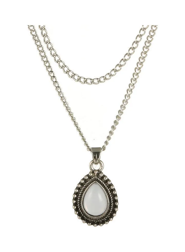 Waterdrop Shaped Opal Pendant Double Layer Necklace