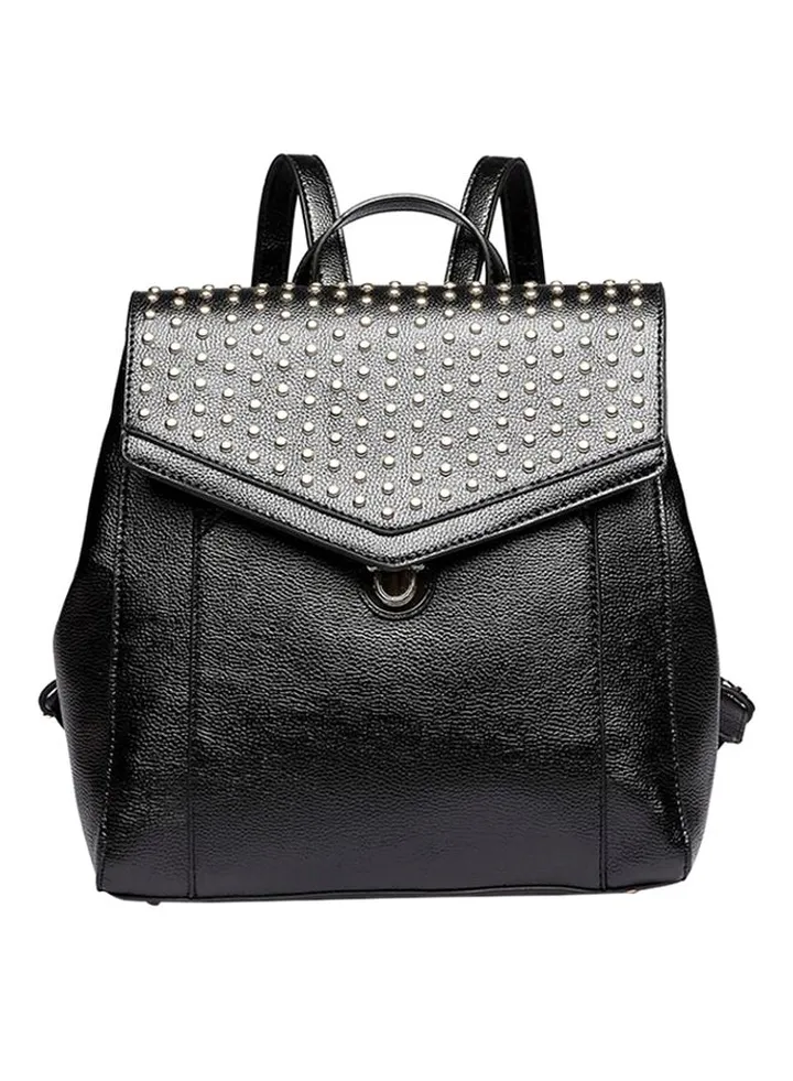 Rivet Design Casual Backpack Black