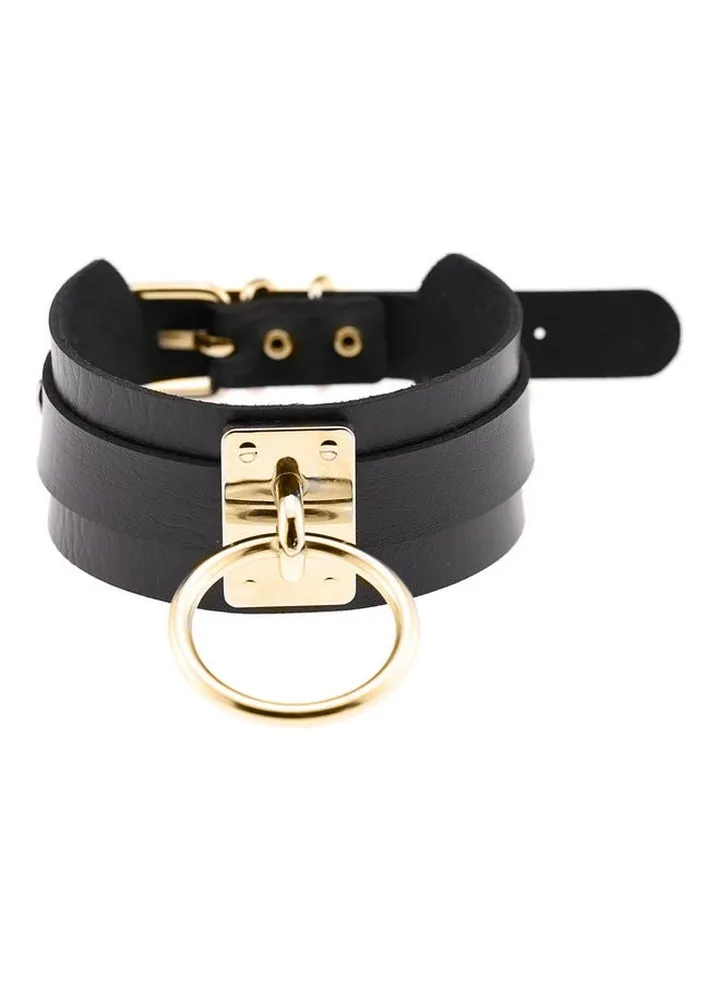 Night Club Men Women O Ring Pendant Collar Faux Leather Choker Punk Necklace